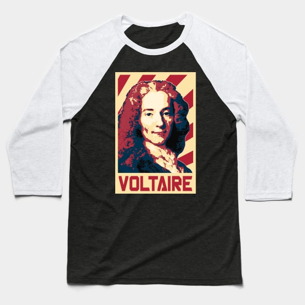 Voltaire Retro Propaganda Baseball T-Shirt by Nerd_art